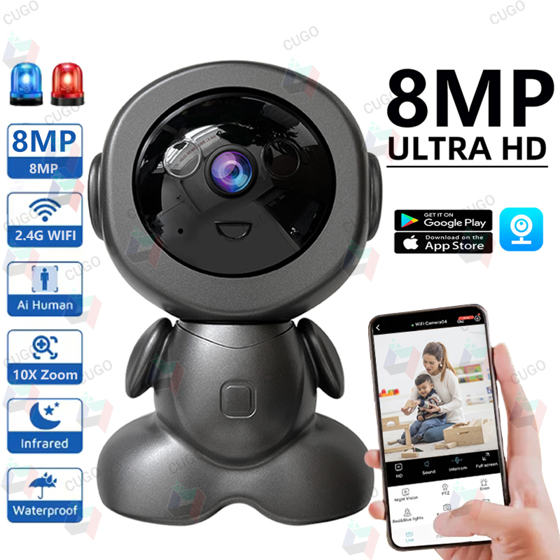 Home Security Robots - 8MP Wifi Gözetim Robot Kamerası PTZ