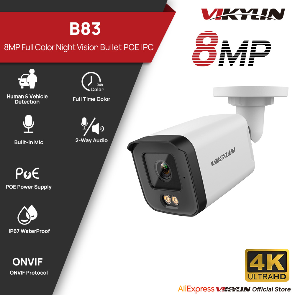 Home Security Lights Outdoors - VIKYLIN 8MP HD IP Güvenlik Kamerası