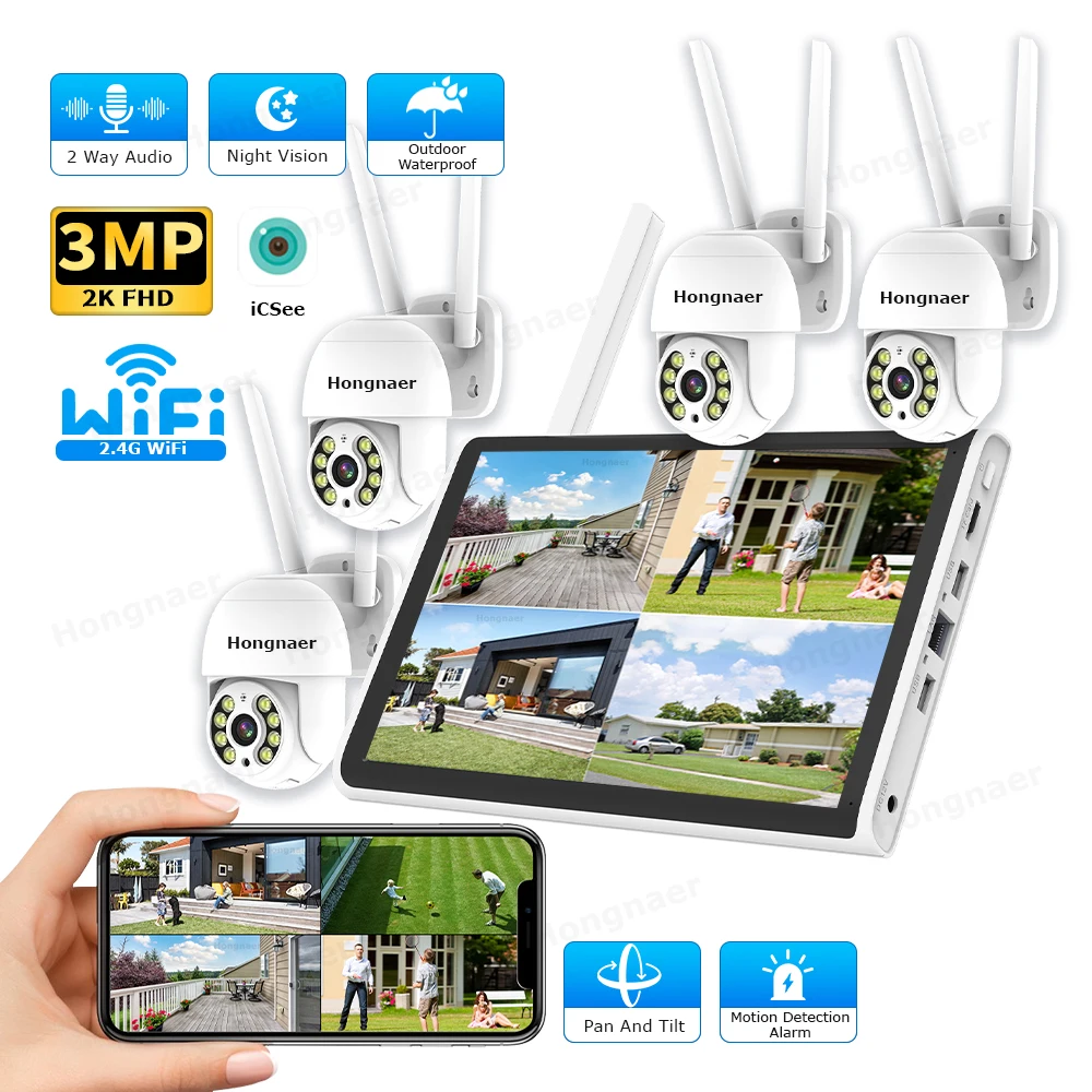 Home Security Systems With Cameras - 2026 Hongnaer 3MP 4 Kanallı WiFi