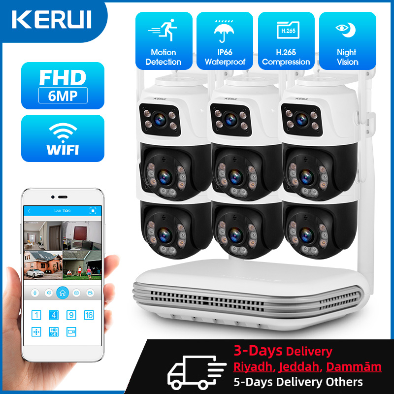 Home Security Systems With Cameras - KERUI Su Geçirmez 6MP HD Kablosuz