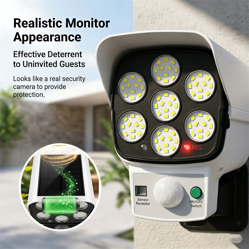 Home Security Lights Outdoors - Güneş Enerjili Sahte Güvenlik Kamerası, Hareket