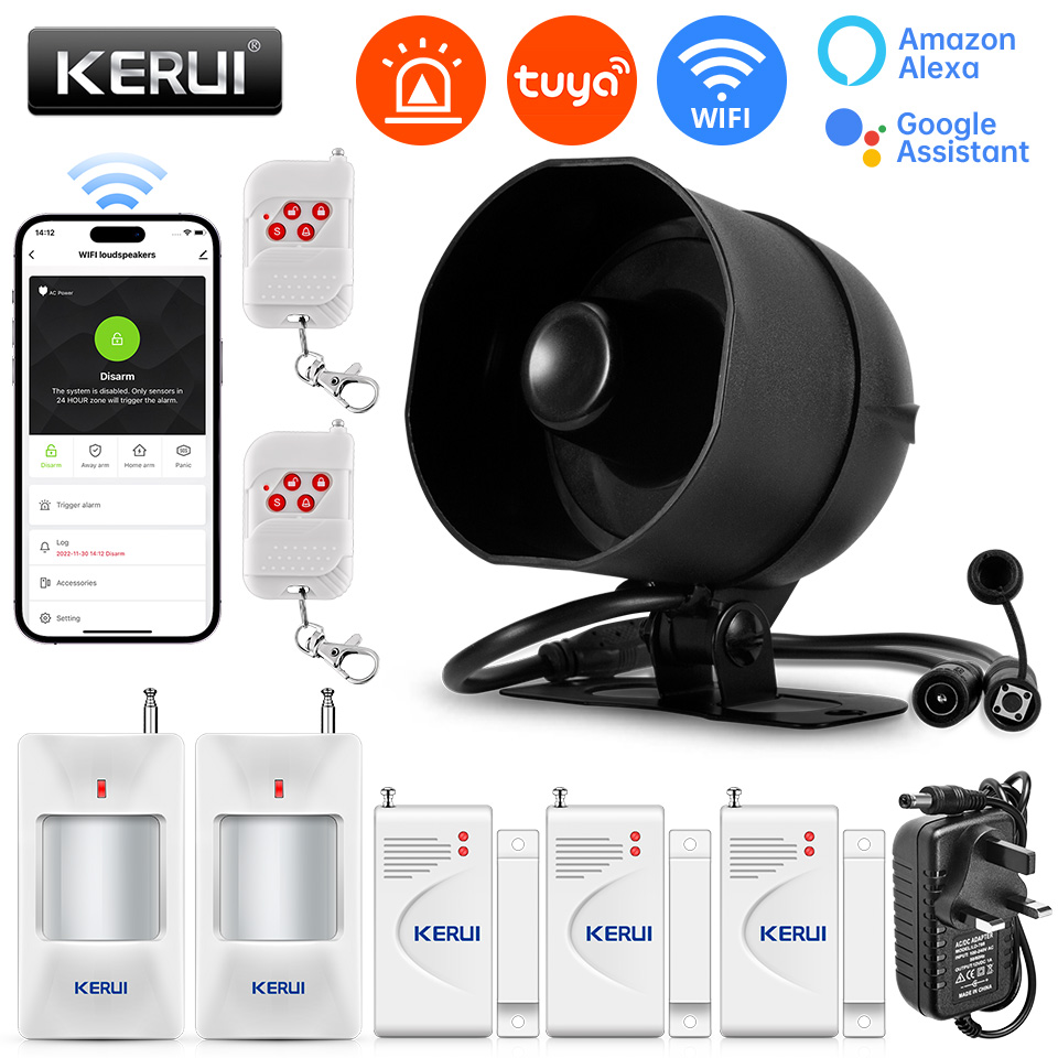 Home Security Technician - KERUI 120db Siren Alarm Sistemi WiFi