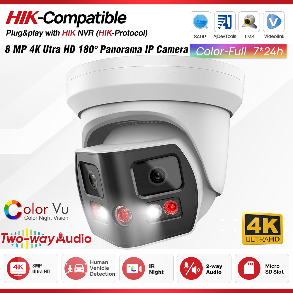 Home Security Hikvision - Hikvision Uyumlu 8MP 2 Lens 180