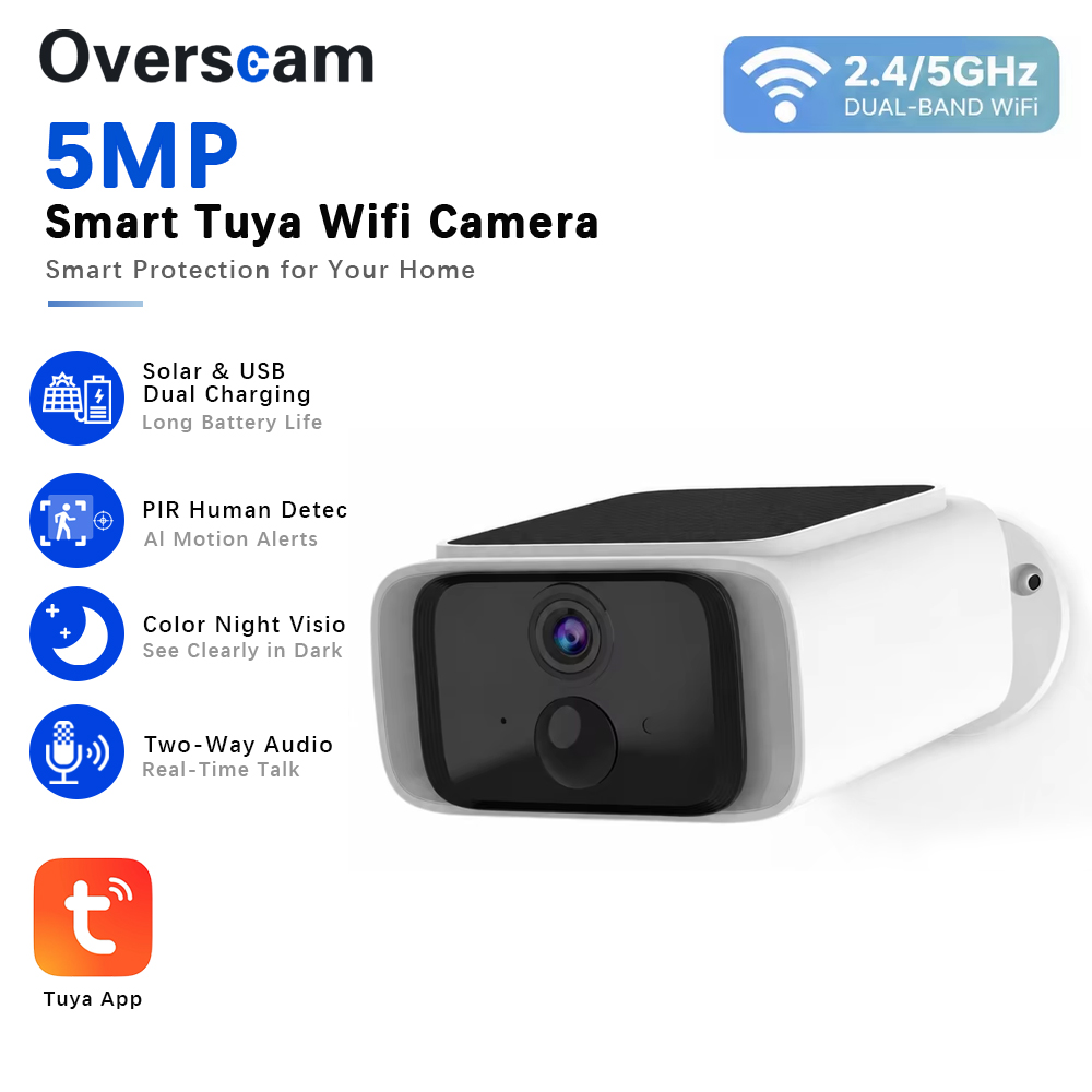 Home Security Technician - Tuya 5MP Güneş Enerjili Güvenlik Kamerası