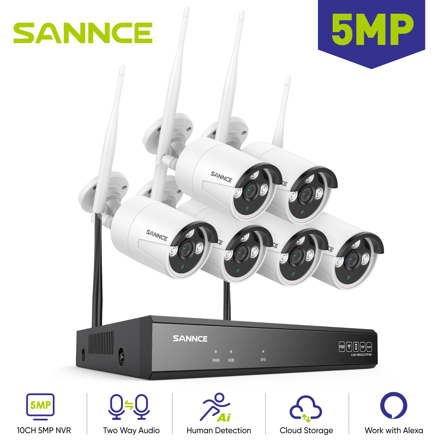 SANNCE 6 adet 5MP Wifi kamera  - Home Security Monitoring incelemesi ve fiyatı