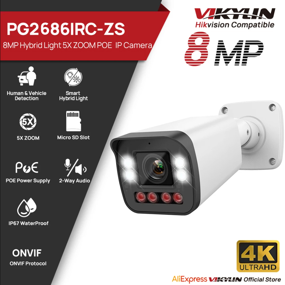VIKYLIN 8MP 5X Zoom Bullet IP  - Home Security Hikvision incelemesi ve fiyatı