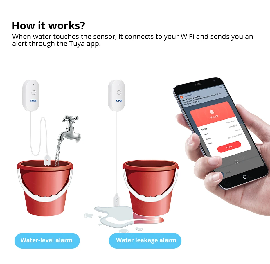 KERUI WiFi Su Sensörü Akıllı E - Home Security Monitoring incelemesi ve fiyatı