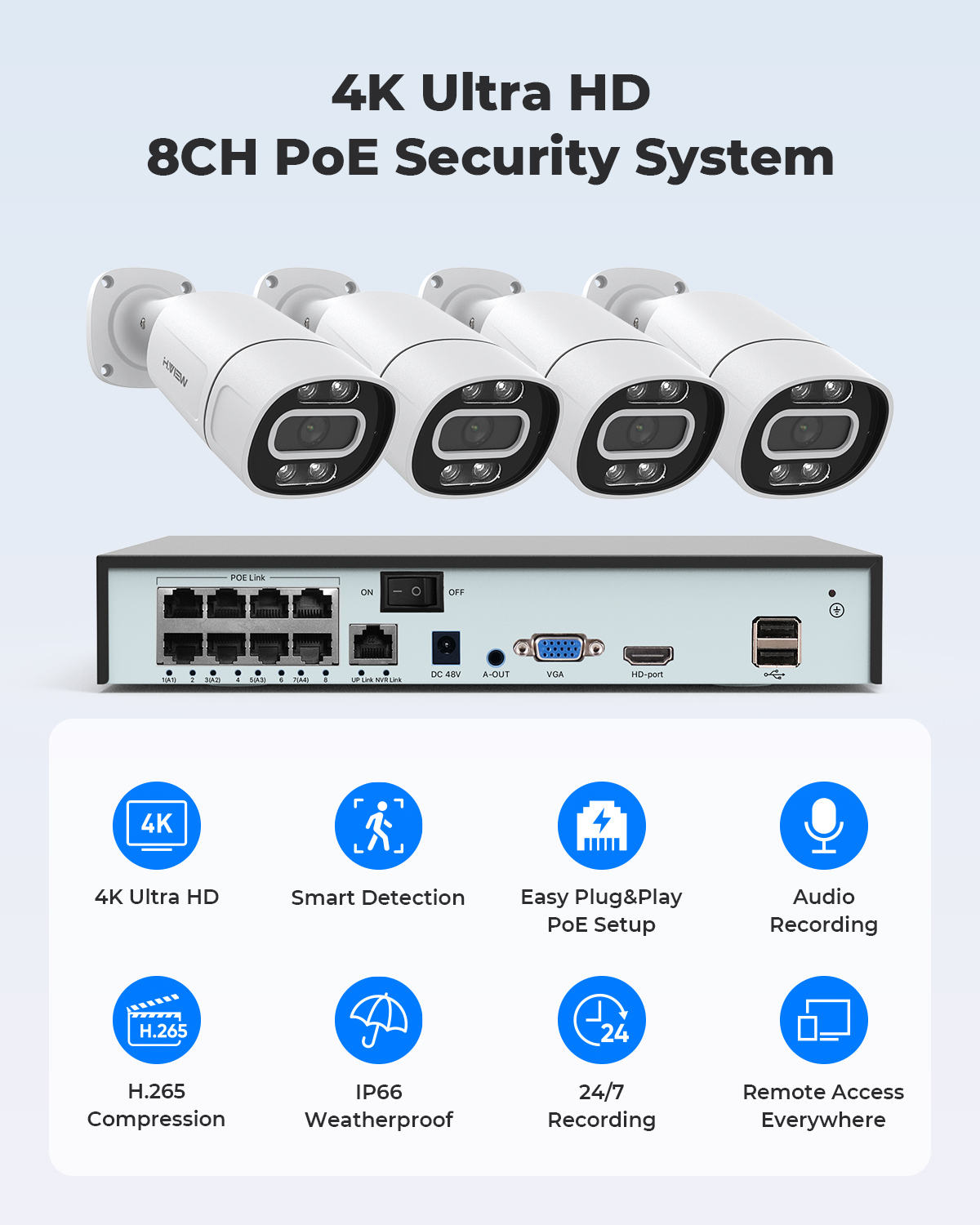 H.View 4K 5Mp 8Mp Poe CCTV Güv - Home Security Monitoring incelemesi ve fiyatı